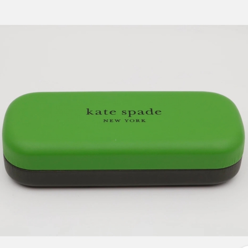 KATE SPADE GREEN HARD EYEGLASS CASE BLACK INTERIOR